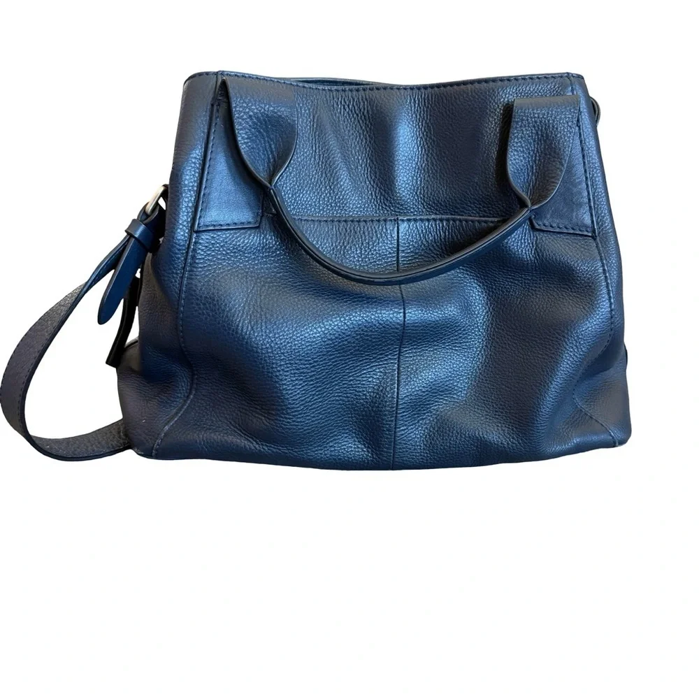 Radley Baylis Road Navy Leather Purse Shoulder Bag Tote Pockets Medium Size